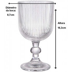 Jogo 6 Taças 365ml 16,3cm altura Cameratta Em Vidro